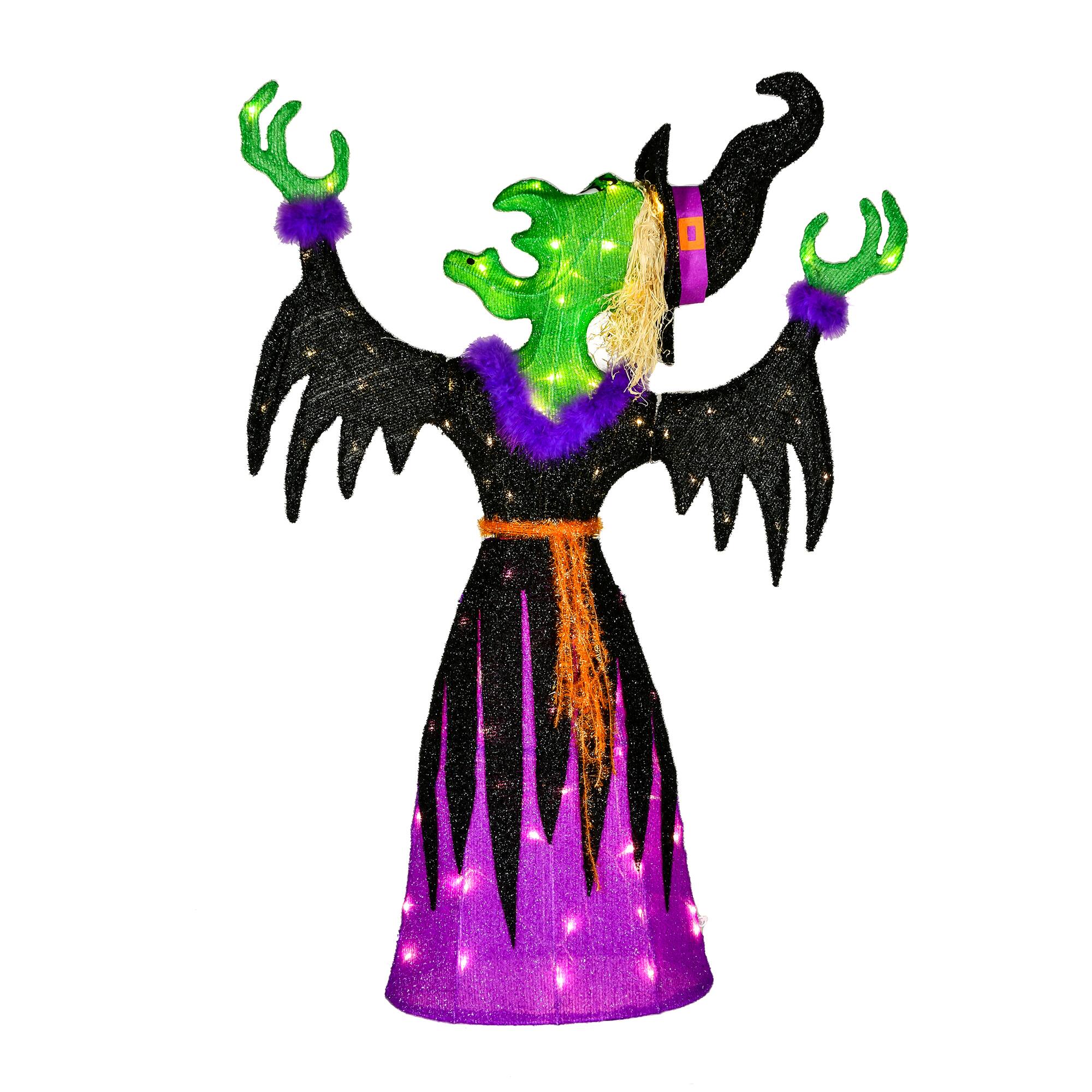 47'' Pre-Lit Cackling Green Witch Halloween Décor